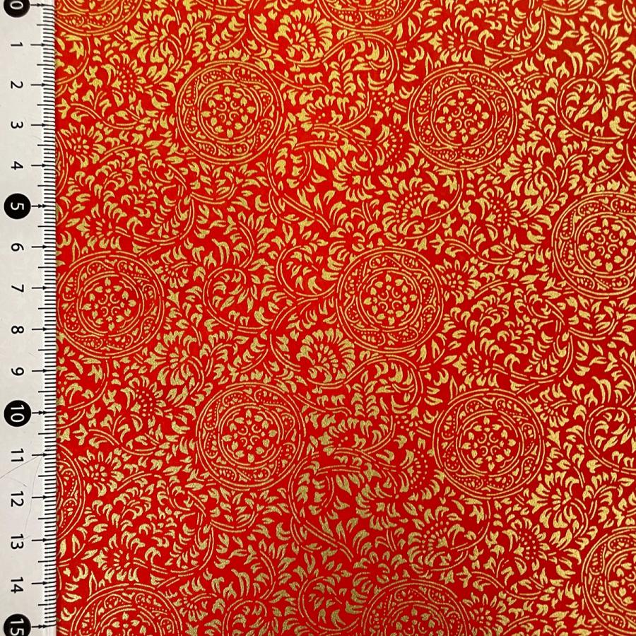 金色が華やかな加賀友禅 和紙 唐草紋様 赤 大判 約63x93cm : 森田和紙