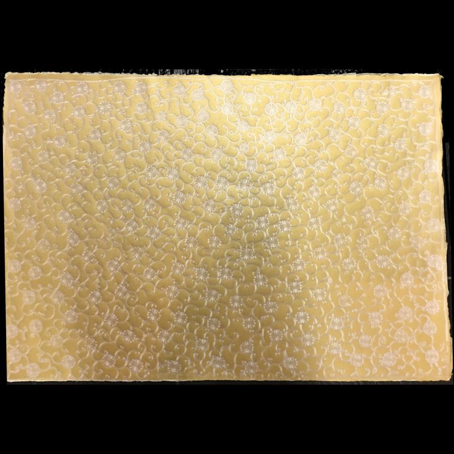 金菊唐草 伝統紋様 美術紙 手漉き和紙 金色 ゴールド 大判 約63x93cm