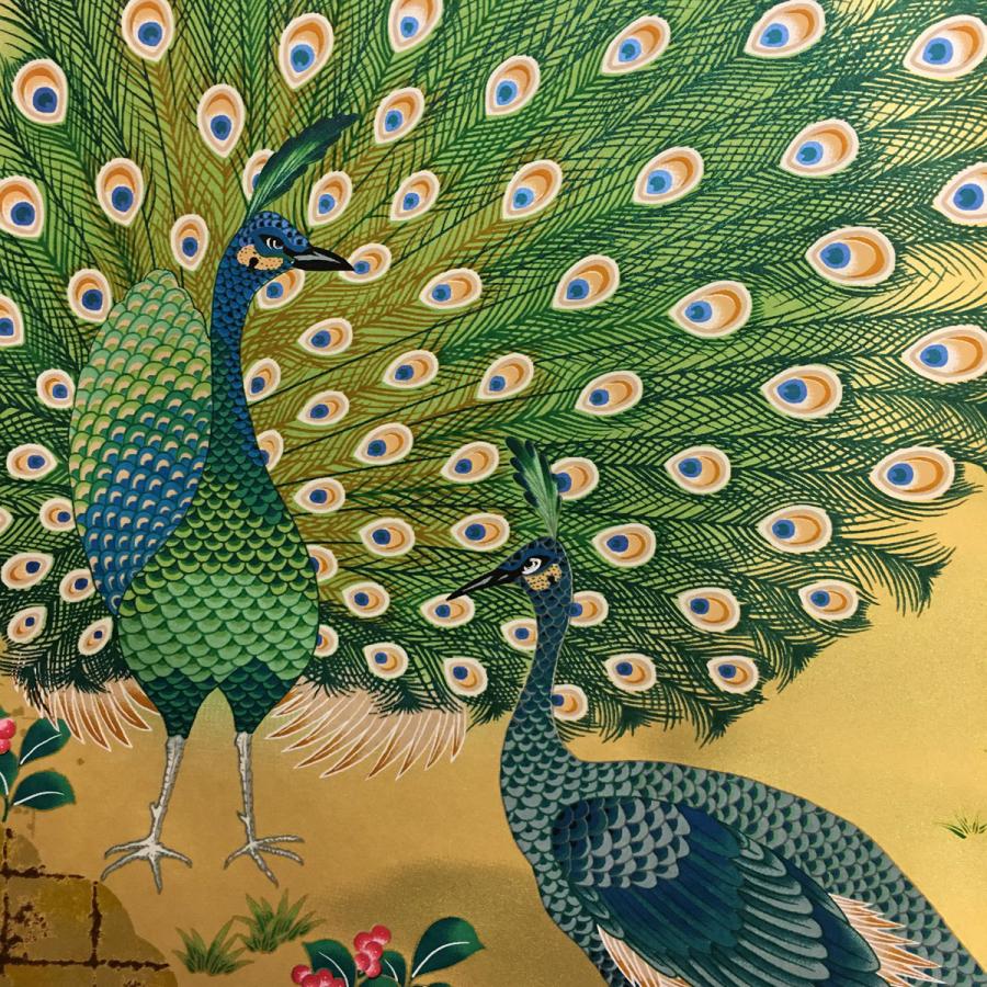 ゆったん様確認用4孔雀 豪華 総柄和紙 特上友禅 孔雀 くじゃく 小判 49cm x 65cm 手漉和紙