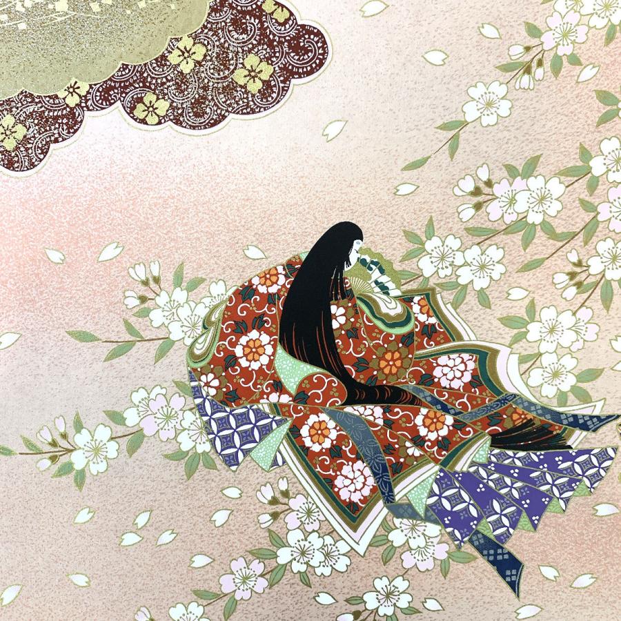 豪華 総柄和紙 特上友禅 王朝絵巻 ピンク 小判 49cm x 65cm 手漉和紙
