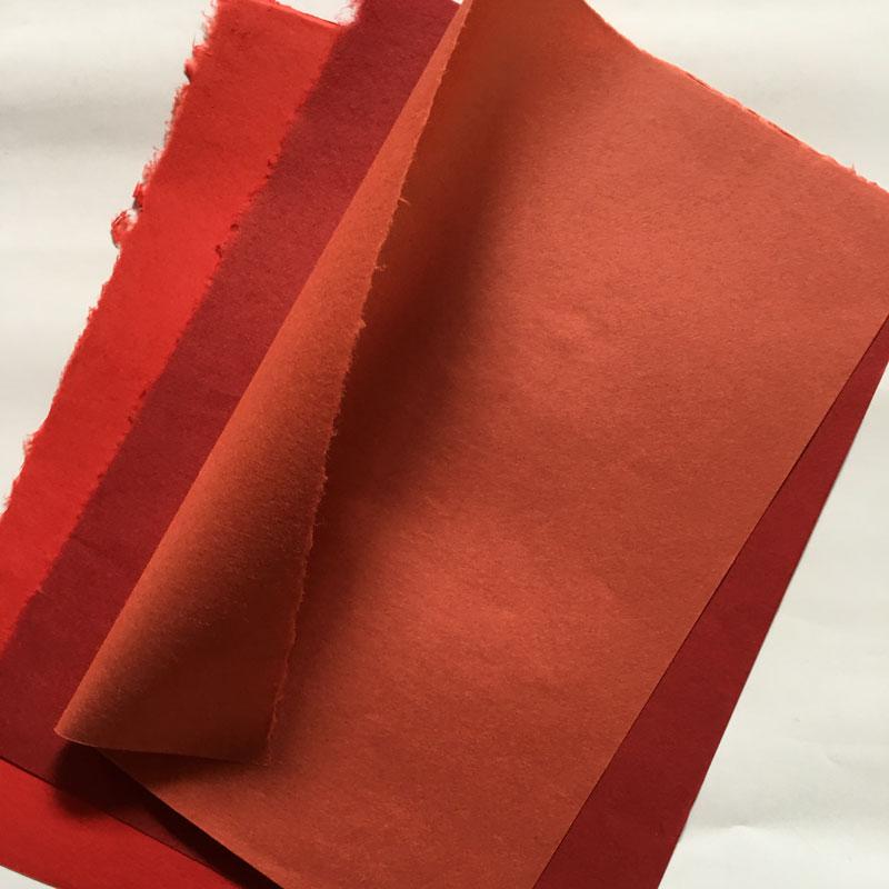 小判 小さいサイズの民芸紙 手漉き和紙 日本の伝統色 和の色（紅赤色