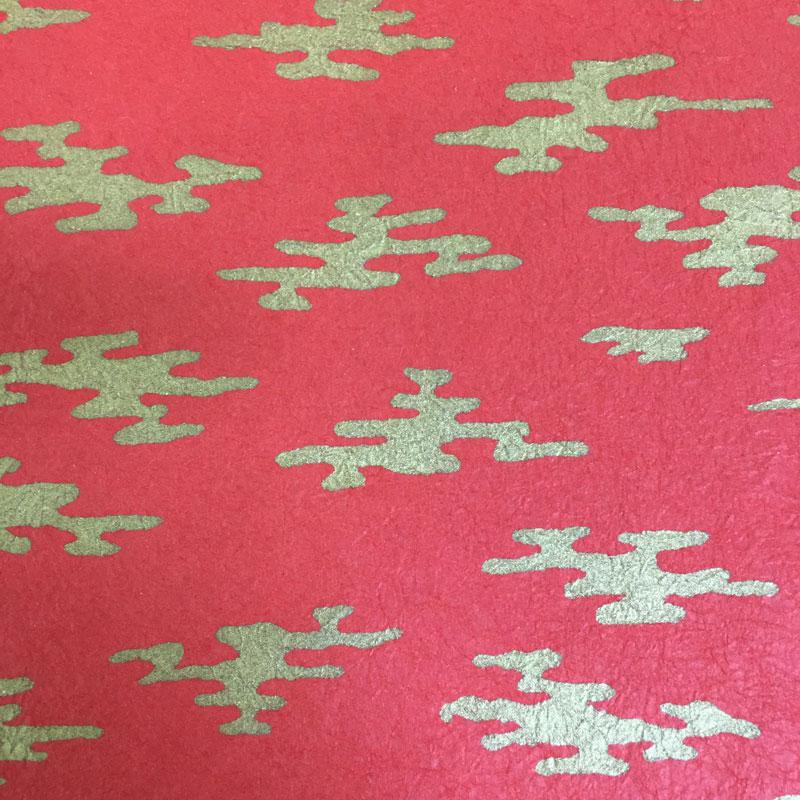 新もみ紙 金雲 赤 もみ紙 日本の伝統色 大判 60ｘ90cm 厚手