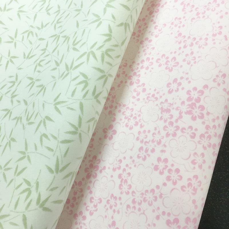 美術紙 機械漉 和紙  梅ちらし (桃色 ピンク)、若竹 (緑）4 6判 大判 約80ｘ110cm