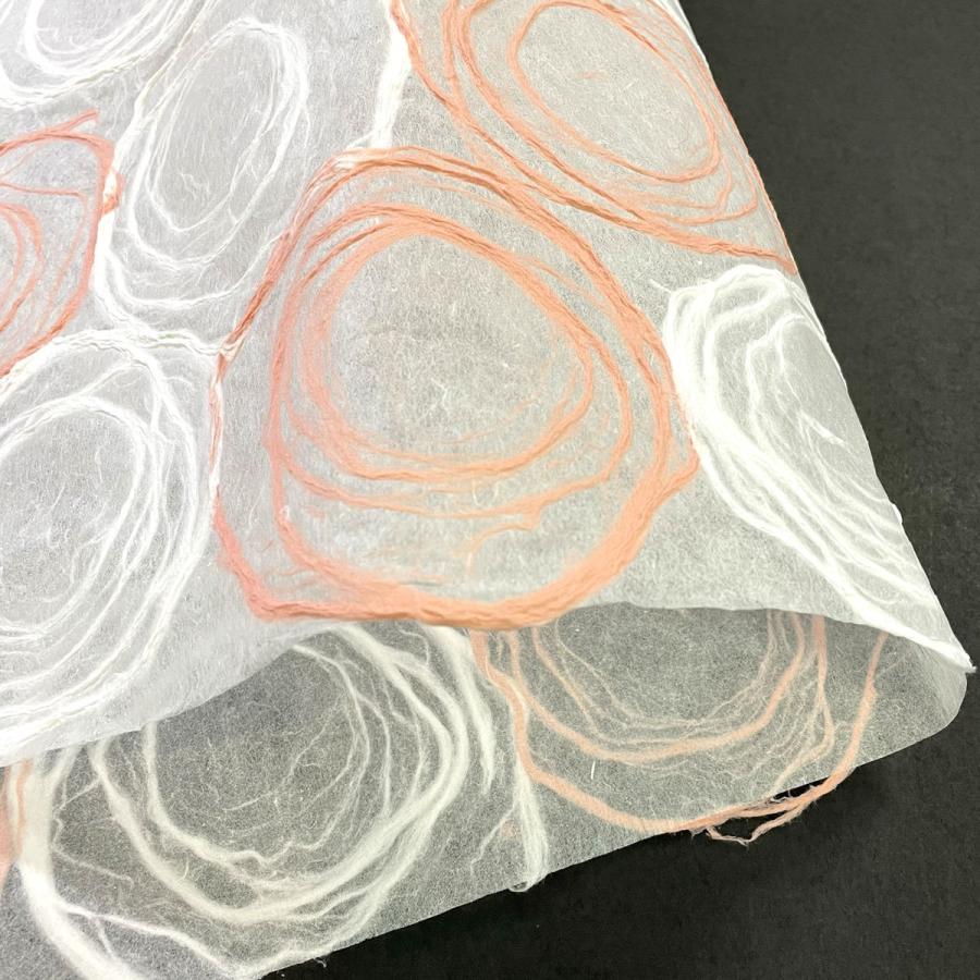 うずまき 渦巻き 透け感のある和紙 丸模様 手漉き和紙 菊判 大判 約