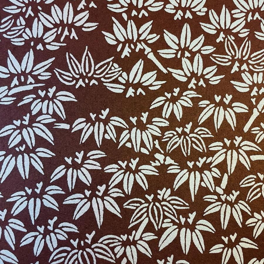 京染め和紙 ヤマニ金千代 笹の葉 竹 民芸風 白 紺 赤 茶 38 x 30cm