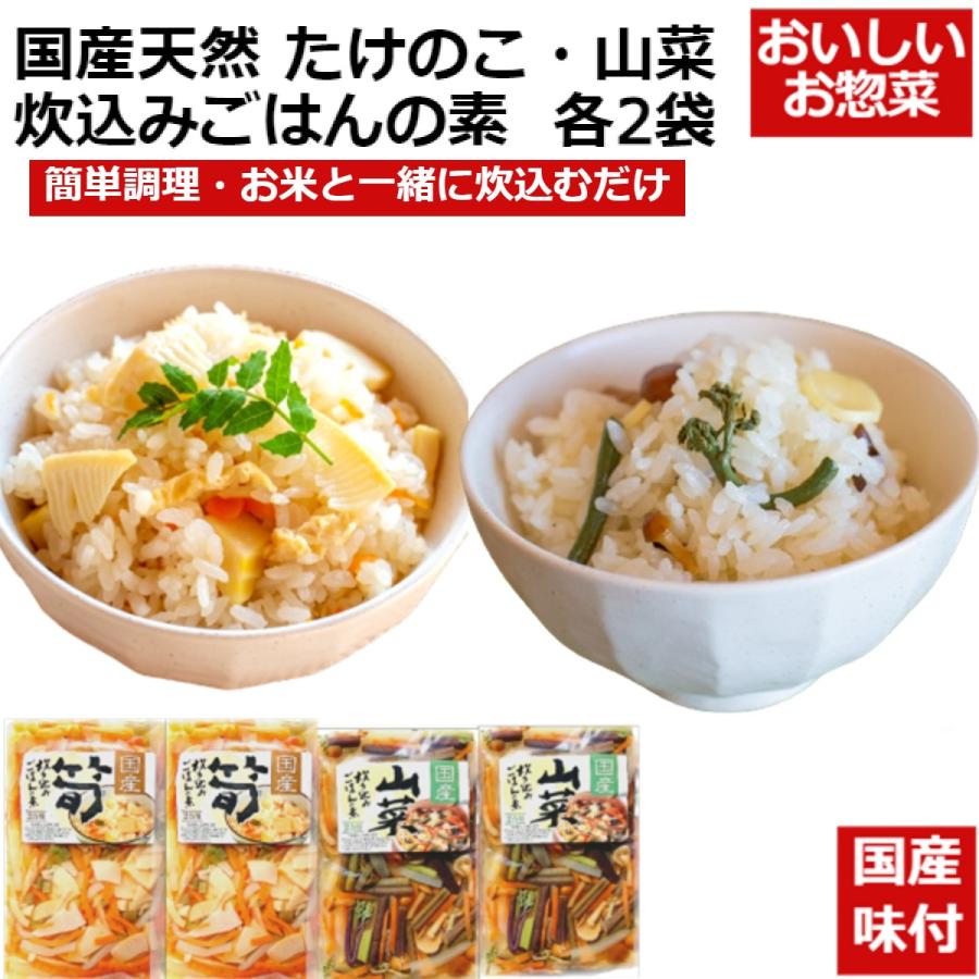 限定セール たけのこ 山菜炊き込みごはんの素 0g 2合用 各2袋セット 国産 筍 孟宗竹 山菜 わらび なめこ 山形産 お米の選び方 ご飯の炊き方 送料無料 Wantannas Go Id