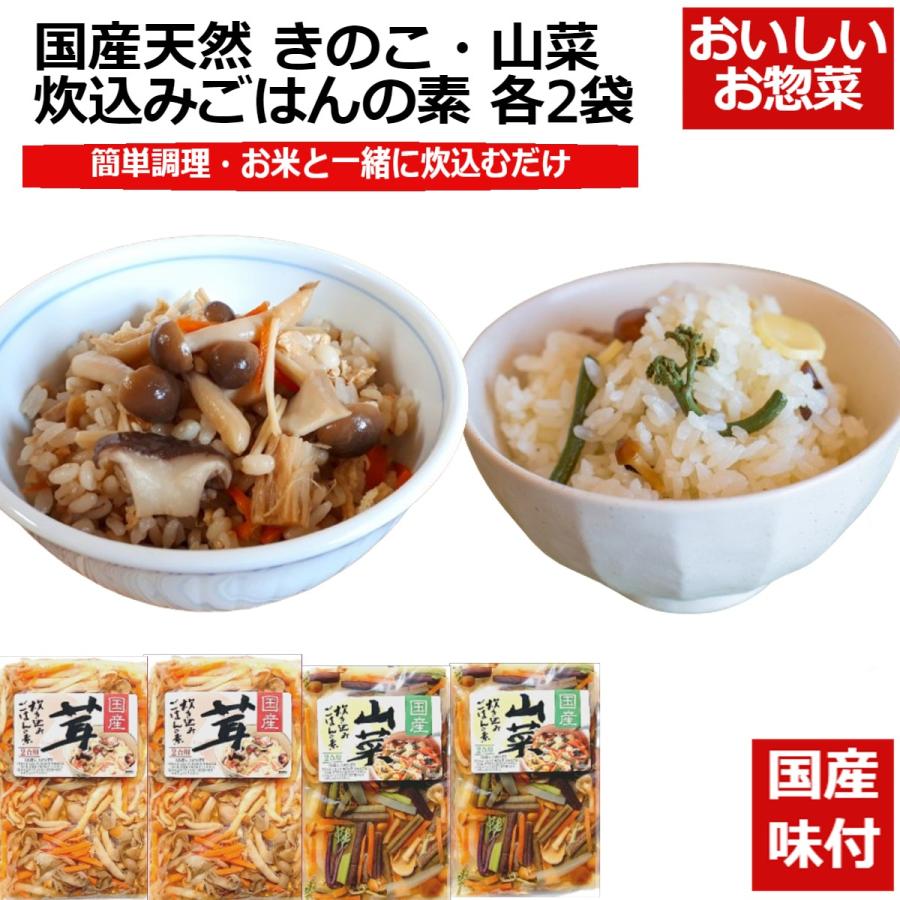 きのこ 山菜炊き込みごはんの素 0g 2合用 各2袋セット 国産 茸 山菜