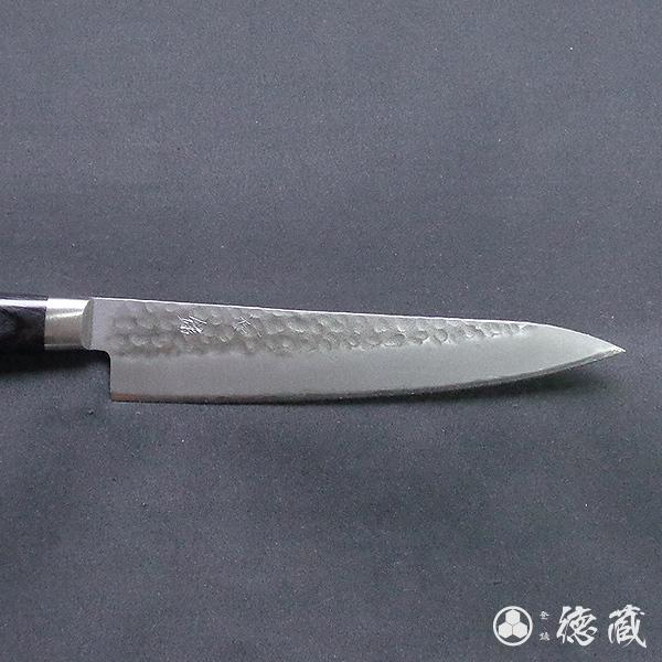 ステンレス ペティナイフ 135mm 両刃 AUS8 積層材(黒色) 日本製 徳蔵