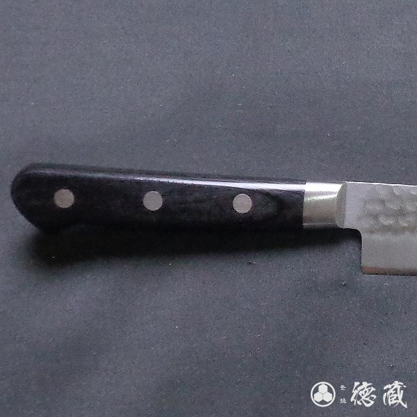 ステンレス ペティナイフ 135mm 両刃 AUS8 積層材(黒色) 日本製 徳蔵