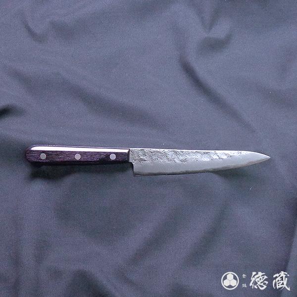ステンレス ペティナイフ　135mm 両刃 銀紙3号 積層材 (紫) 日本製 徳蔵刃物 TOKUZO KNIVES t015