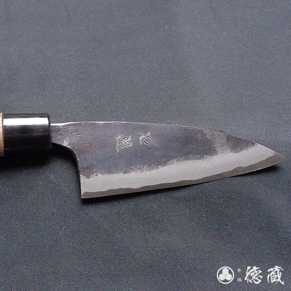 黒打ち小包丁 105mm 両刃 青紙2号 胡桃 日本製 徳蔵刃物 TOKUZO KNIVES
