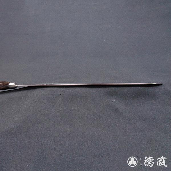 筋引ハイブリッド割込包丁 240mm 両刃 青紙スーパー 積層材 焦茶色