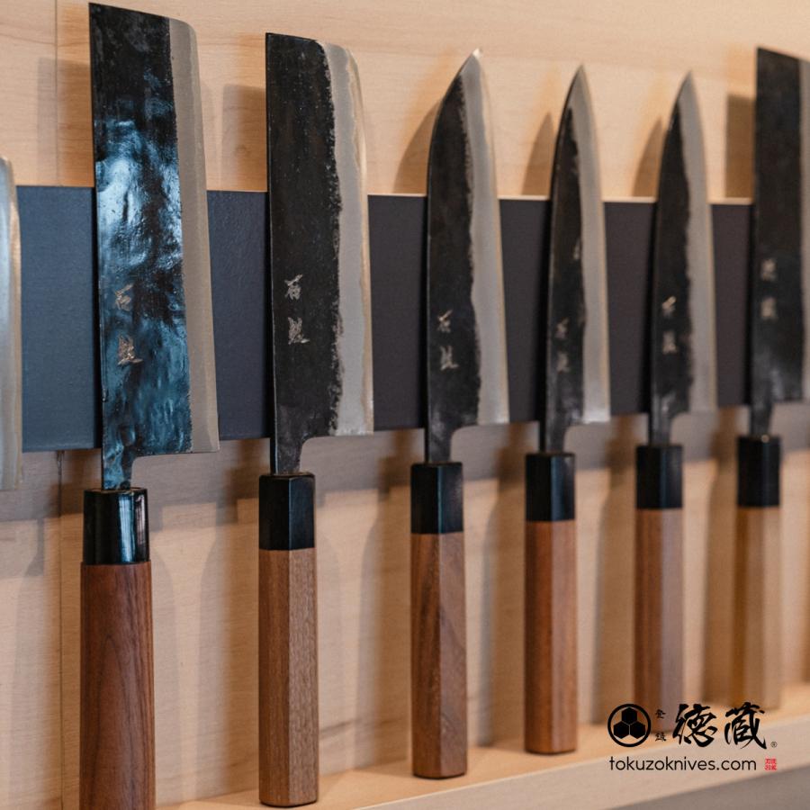 菜切ハイブリッド割込包丁 170mm 両刃 青紙2号 積層材 黒色 日本製