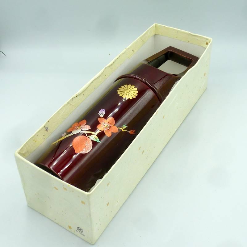 会津漆玉虫塗 皇居勤労奉仕記念品 皇居 梅花柄 手桶花瓶 : お土産