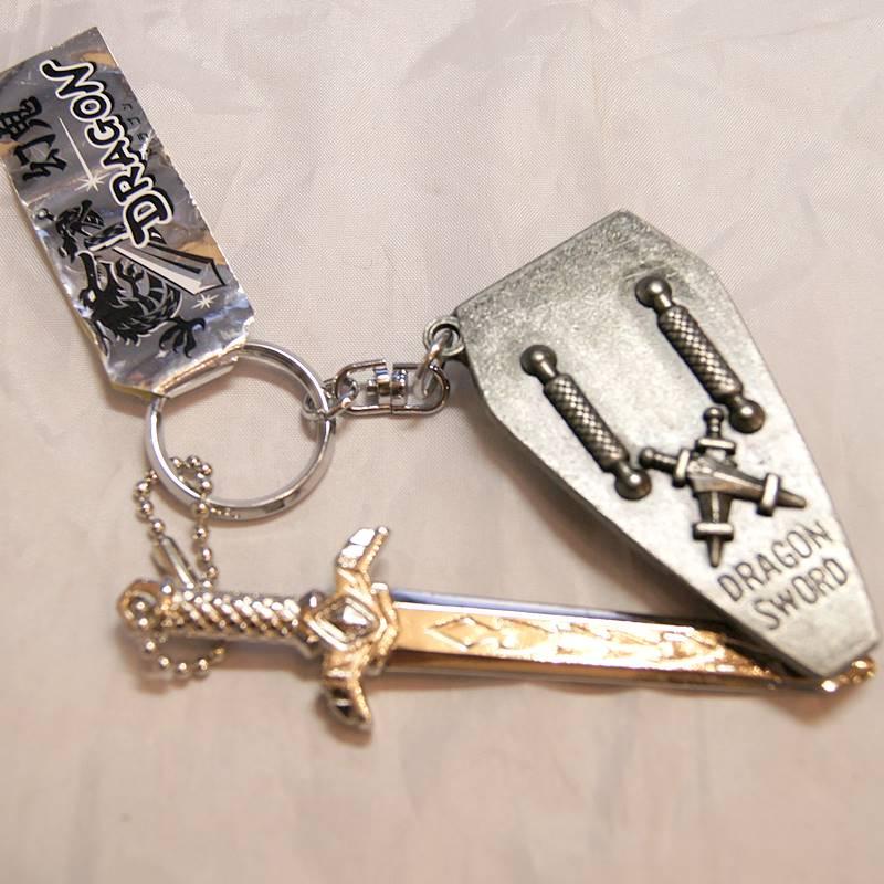幻鬼・日本製 メタル製 ドラゴンシールド 龍 剣盾セット キーホルダー