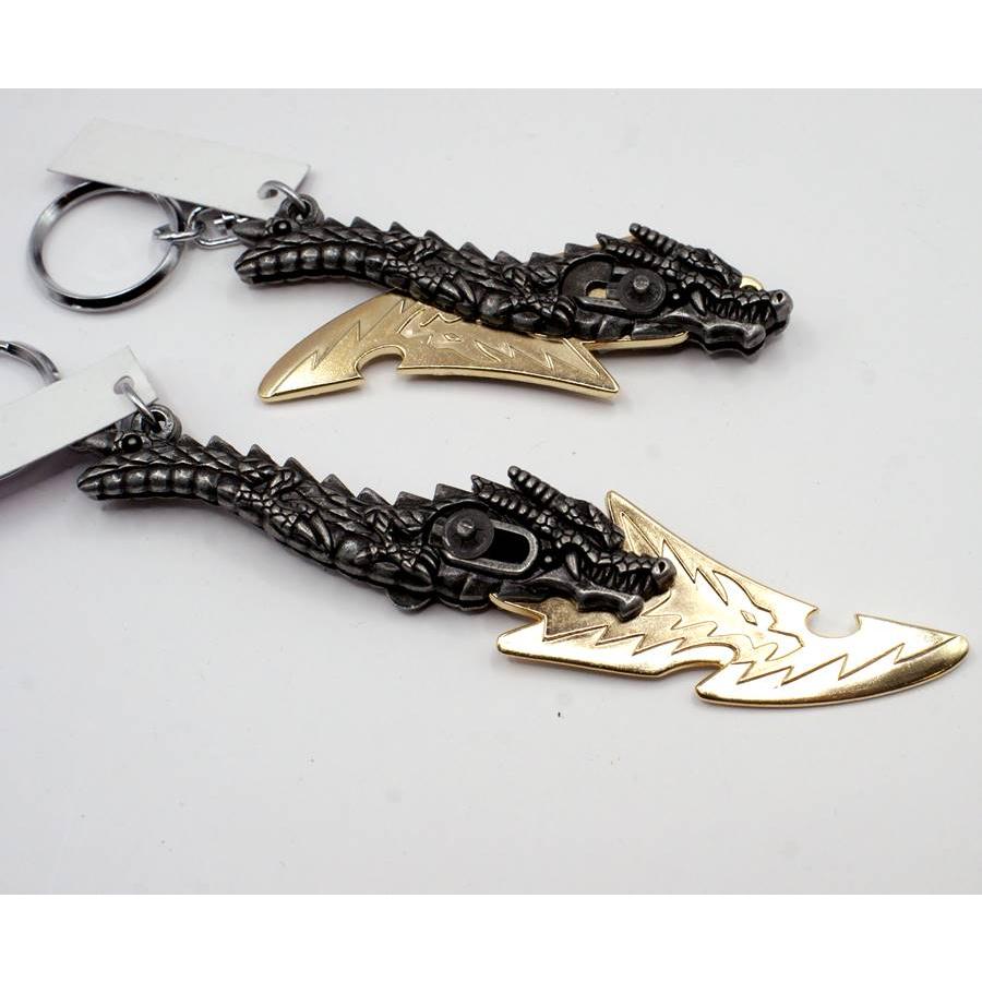 MCM ドラゴン キーホルダー 日本製 メタル製 ドラゴン 変型 龍 ナイフ キーホルダー : お土産