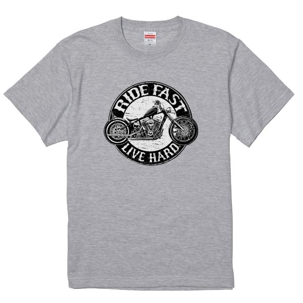 RIDE FAST LIVE HARD Tシャツ バイカー バイク ロック チョッパー