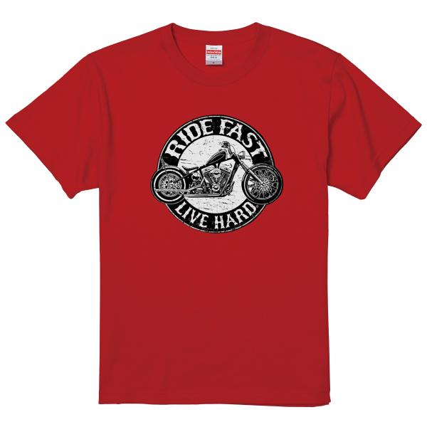 RIDE FAST LIVE HARD Tシャツ バイカー バイク ロック チョッパー