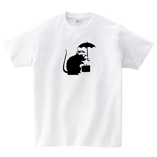 Banksy バンクシー RAT&UMBRELLA ネズミ傘 Tシャツ 150 160 WM WL