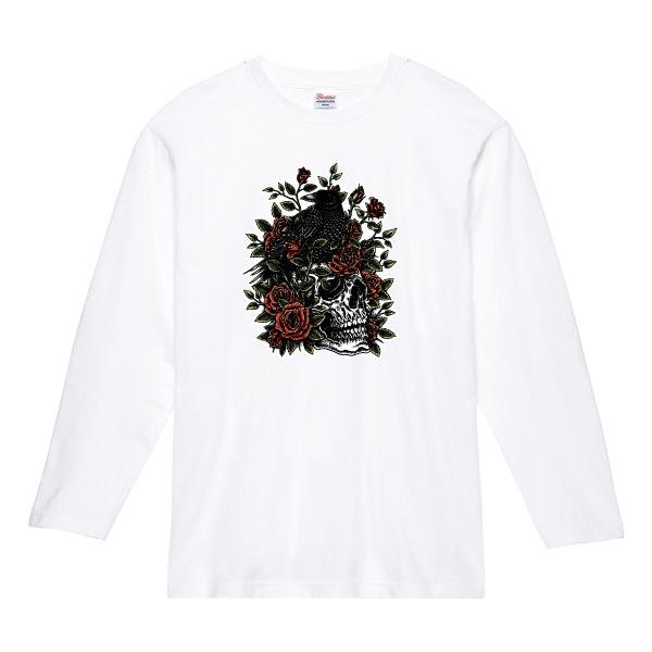 スカルクロウローズ ロンT 長袖Tシャツ ドクロ カラス バラ 薔薇
