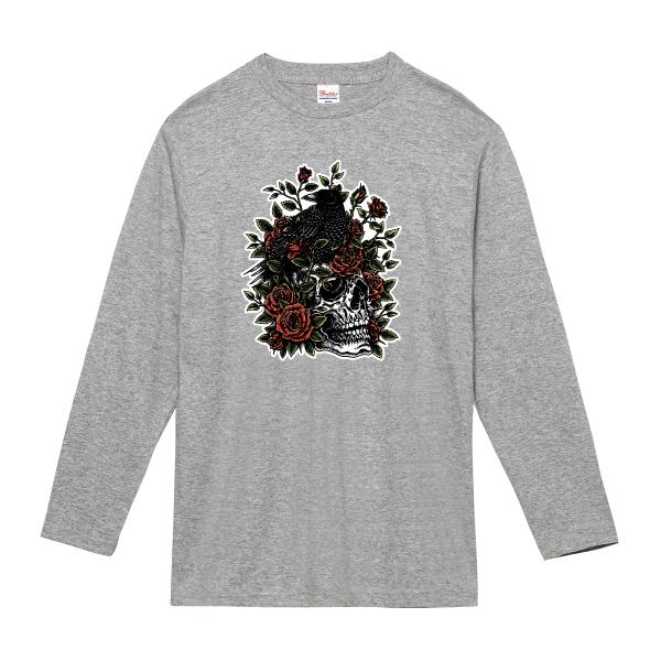 スカルクロウローズ ロンT 長袖Tシャツ ドクロ カラス バラ 薔薇