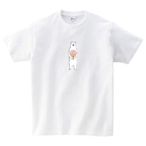 クマ ハート 花束 Tシャツ かわいい ゆるかわ 熊 オリジナルT
