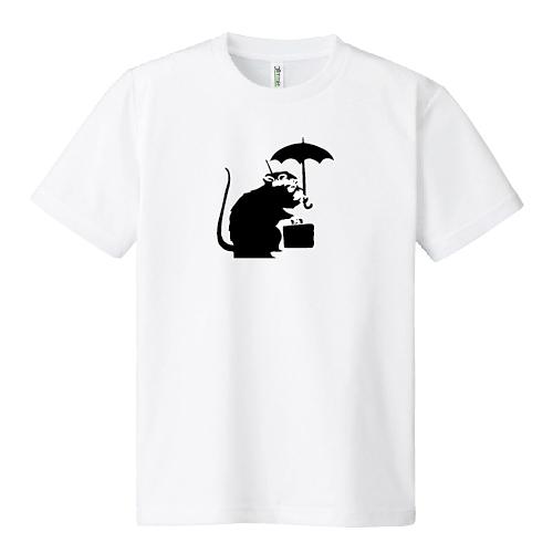 ドライ 速乾 Banksy バンクシー RAT&UMBRELLA ネズミ傘 Tシャツ SS