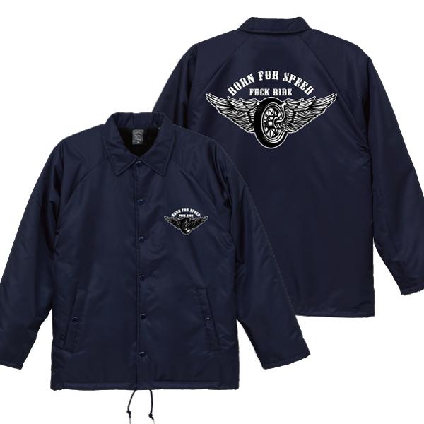 BORN FOR SPEED FUCK RIDE ボア付きコーチジャケット バイカー BORN FOR SPEED FUCK RIDE ボア付きコーチジャケット バイカー