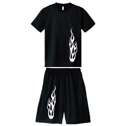 ドライ速乾 セットアップ フレイムス ファイヤーパターン Tシャツ