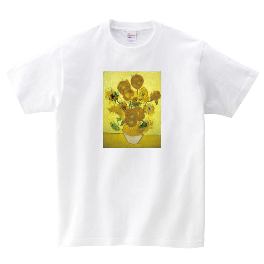 ゴッホ ひまわり15本 名画 オリジナルTシャツ カジュアル フィン