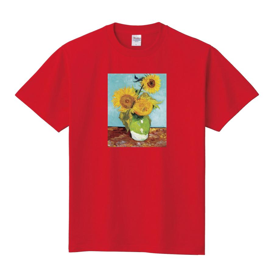 ゴッホ ひまわり3本 名画 オリジナルTシャツ カジュアル フィン