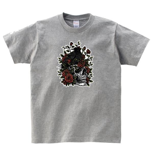 スカルクロウローズ Tシャツ ドクロ カラス バラ 薔薇 バイク チョッパー バイカー アメ車 アメカジ ロック 150 160 WM WL S M L XL XXL XXXL｜moriyama-print｜04