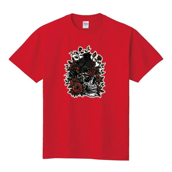 スカルクロウローズ Tシャツ ドクロ カラス バラ 薔薇 バイク