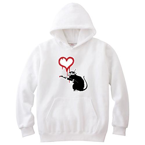 バンクシー　パーカー　白　Love is in the air バンクシー パーカー 白 Love is in the air Banksy バンクシー