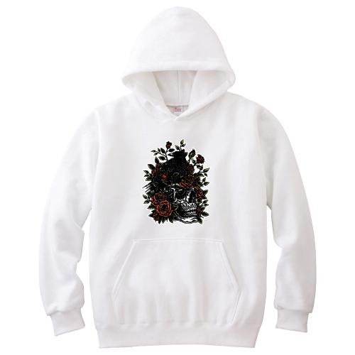 スカルクロウローズ パーカー ドクロ カラス バラ 薔薇 ロック