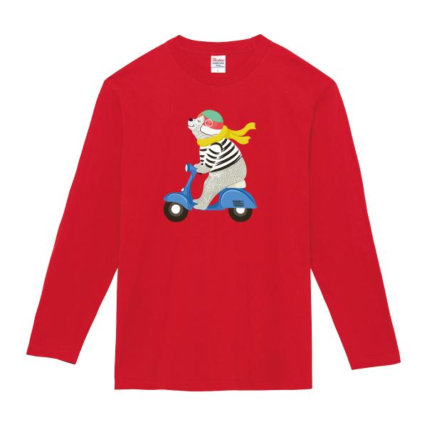 【くま】長袖 Mサイズ 原付クマさん ロンT 長袖Tシャツ バイク 熊 ゆるかわ かわいい