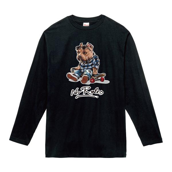 スケボーピットブル ロンT 長袖Tシャツ スケーター アメリカン