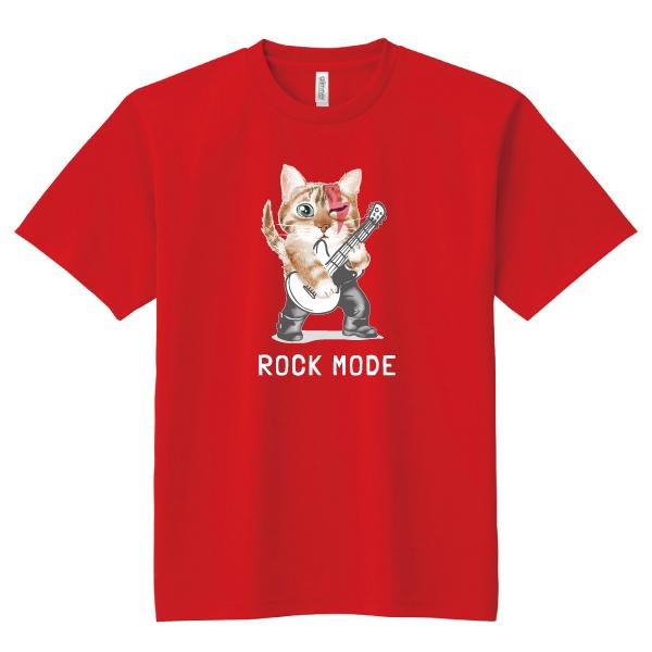 ドライ 速乾 ロックキャット Tシャツ ギター 猫 ゆるかわ かわいい