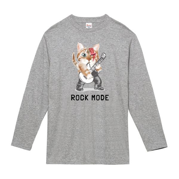 ロックキャット ロンT 長袖Tシャツ ギター 猫 ゆるかわ かわいい