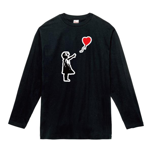 限定品『BANKSY』長袖シャツ 風船と少女 両面プリント オーバーサイズ L XS～3XL/5.6ozバンクシー】風船と少女banksyロングTシャツロング