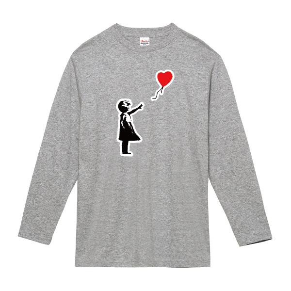 限定品『BANKSY』長袖シャツ 風船と少女 両面プリント オーバーサイズ L Girl With Balloon Banksy ロンT 長袖Tシャツ 風船少女 バンクシー 110