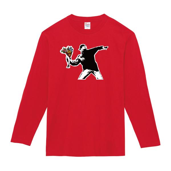 限定品『BANKSY』長袖シャツ 風船と少女 両面プリント オーバーサイズ L Girl With Balloon Banksy ロンT 長袖Tシャツ 風船少女 バンクシー 110