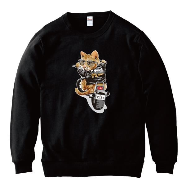 バイカーキャット トレーナー スウェット 猫 ネコ バイク かわいい