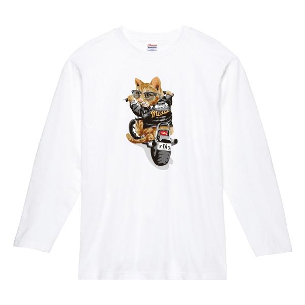 バイカーキャット ロンT 長袖Tシャツ 猫 ネコ バイク おもしろ
