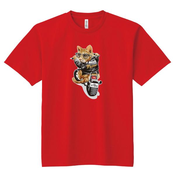 ドライ 速乾 バイカーキャット Tシャツ 猫 ネコ バイク かわいい