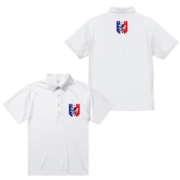 99 盾 design ドライ ボタンダウン ポロシャツ フランス国旗 ゴルフ
