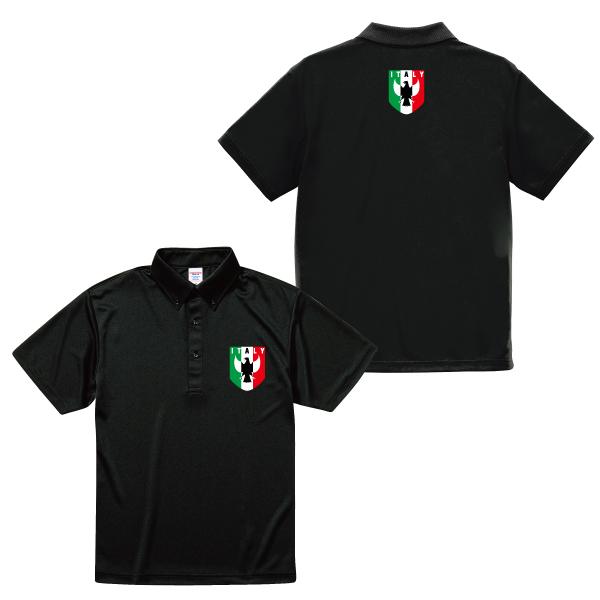 ITALY design ドライ ボタンダウン ポロシャツ イタリア国旗 ゴルフ