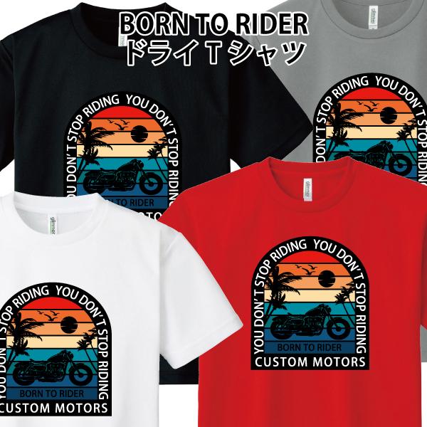 ドライ 速乾 BORN TO RIDE Tシャツ バイカー バイク チョッパー