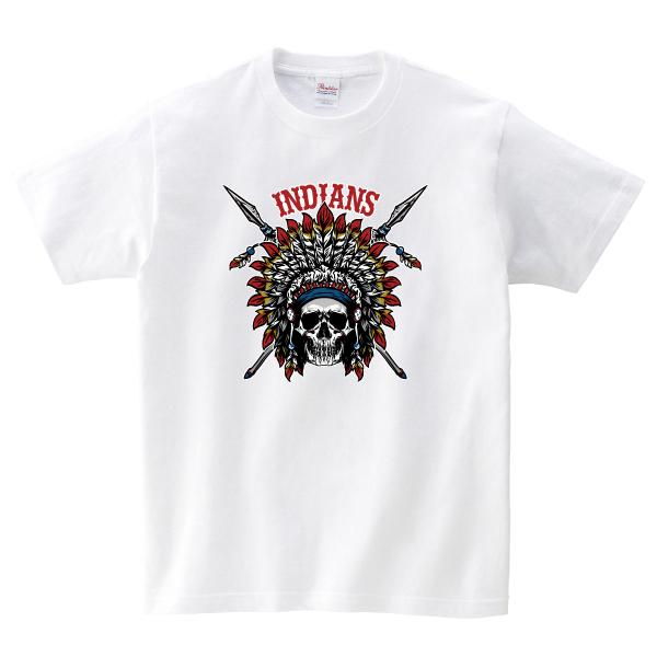 INDIANS Tシャツ インディアン ドクロ スカル バイカー バイク 