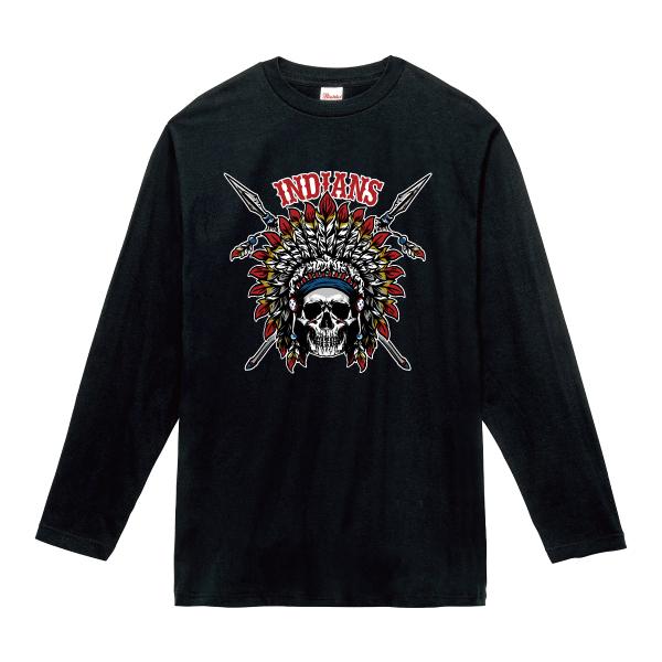 INDIANS ロンT 長袖Tシャツ インディアン ドクロ スカル バイカー